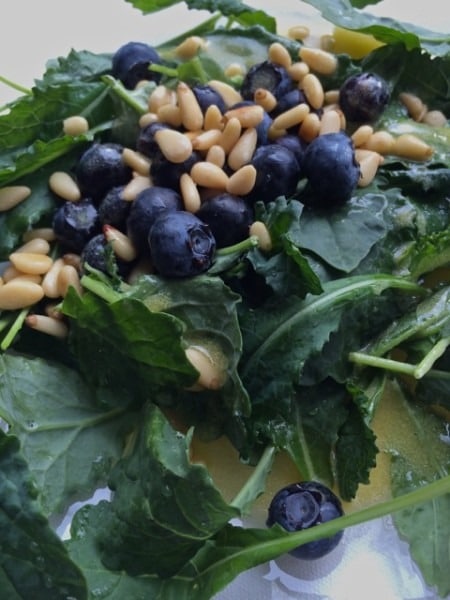 Blueberry Kale Salad with Pine Nuts