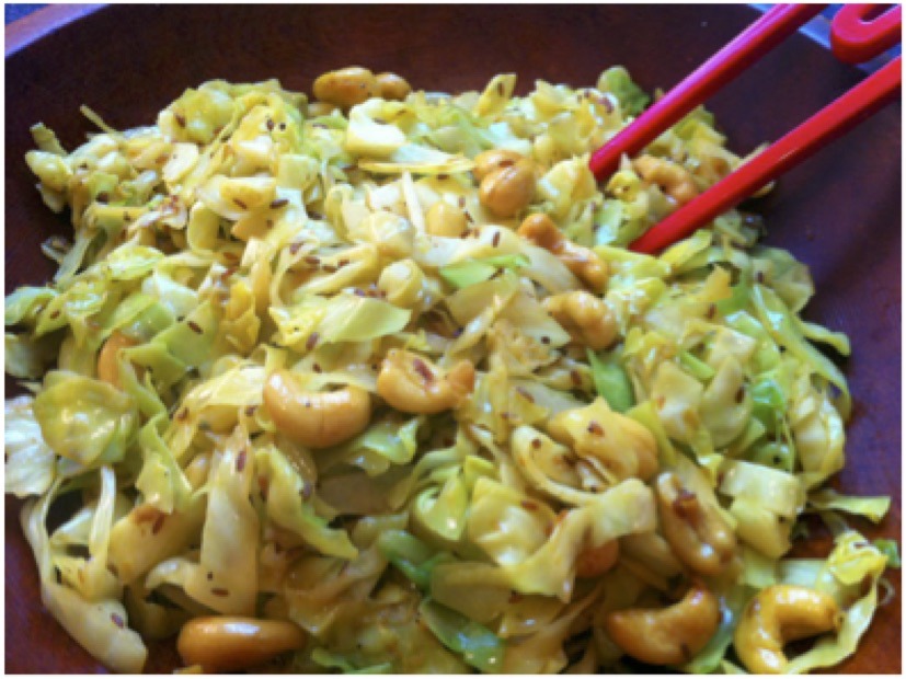 Curried Cabbage with Cashews