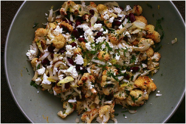 Cauliflower, Kidney Bean, and Feta Salad