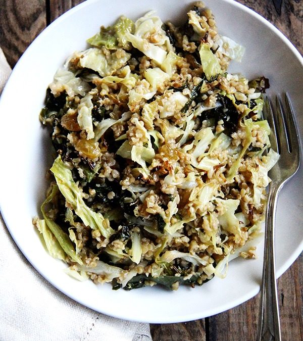 Freekeh Salad with Roasted Kale and Cabbage