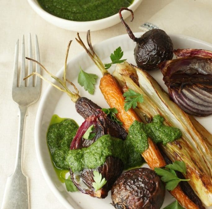 Roasted Vegetables with a Salsa Verde