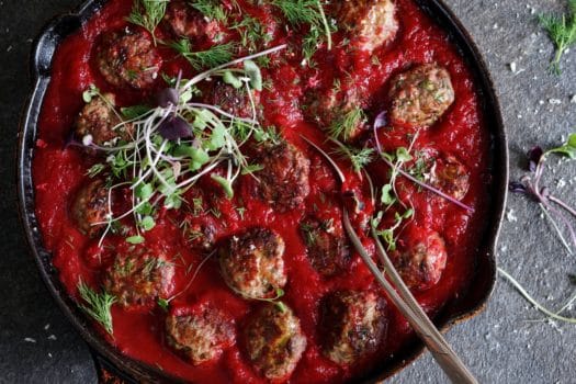 Lamb Meatballs in Roasted Root Sauce