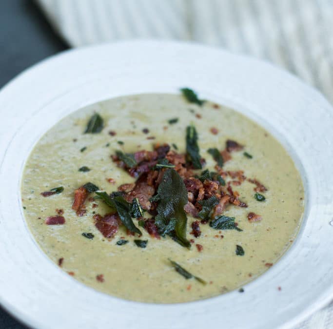 Mushroom Soup with Bacon and Fried Sage