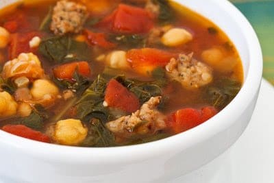 Sausage and Red Russian Kale Soup
