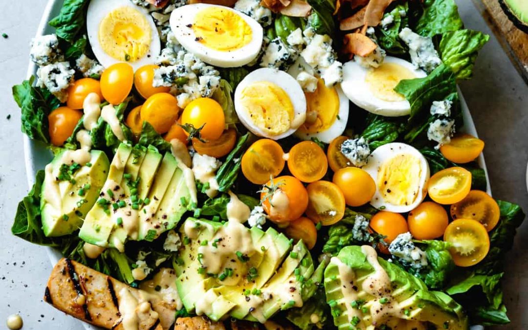 Vegetarian Cobb Salad with Grilled Tofu and Coconut Bacon