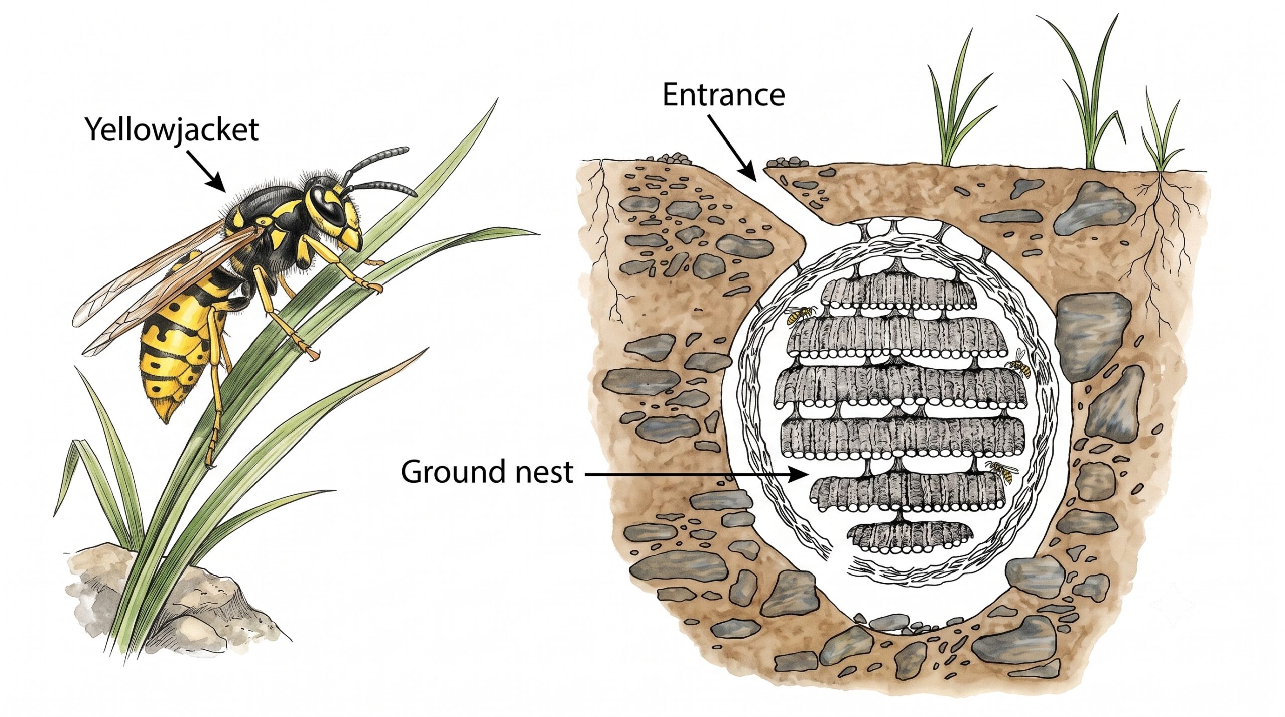 Yellowjacket and nest